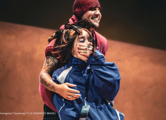 Billie Eilish hugging Justin Bieber onstage at Coachella 2026