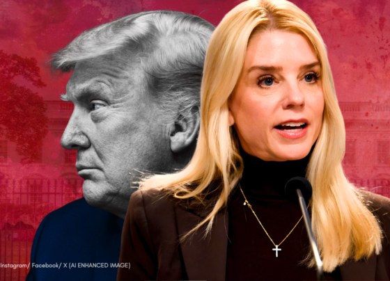 Pam Bondi portrait removed from DOJ wall and thrown in trash after Trump firing