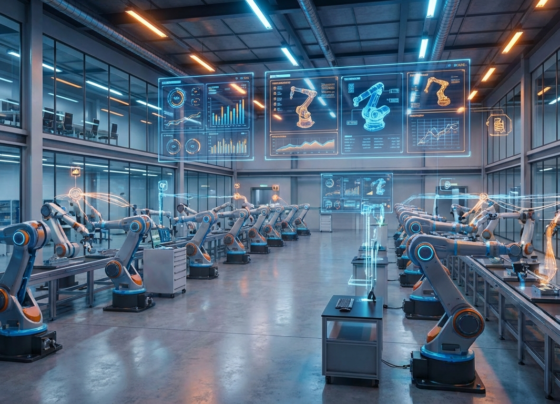 Internet of Things sensors monitoring manufacturing equipment in a smart factory